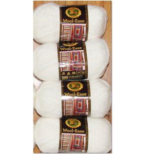 Lion Brand Wool -Ease Worsted Yarn White Frost 4 Skeins